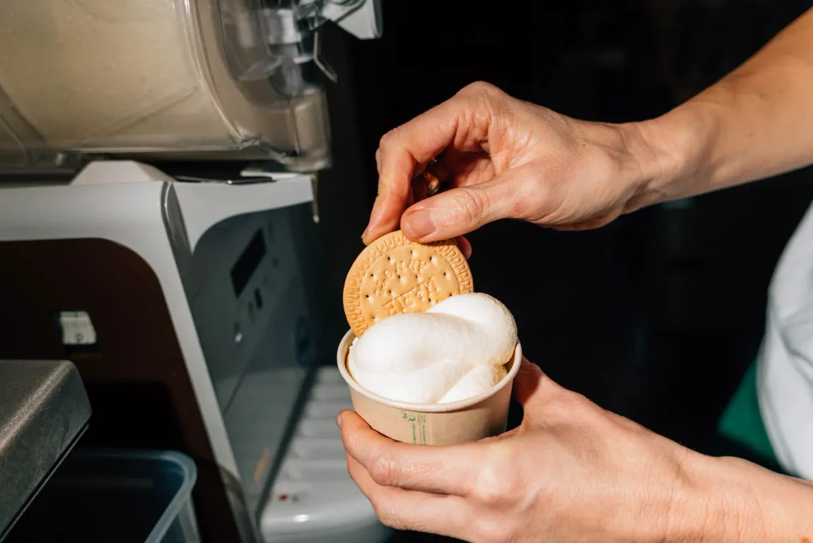 The Carlota S. Serve, soft serve with a biscuit